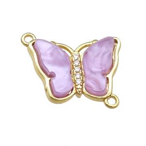 lavender Resin Butterfly Connector, gold plated, approx 13-18mm [FN23236]