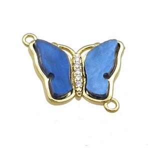 blue Resin Butterfly Connector, gold plated, approx 13-18mm [FN23237]