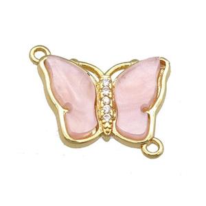 lt.pink Resin Butterfly Connector, gold plated, approx 13-18mm [FN23238]