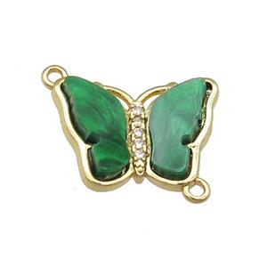 green Resin Butterfly Connector, gold plated, approx 13-18mm [FN23241]