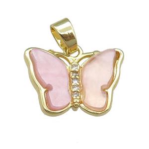 lt.pink Resin Butterfly Pendant, gold plated, approx 13-18mm [FN23250]