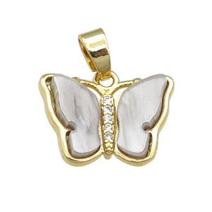 grey Resin Butterfly Pendant, gold plated, approx 13-18mm [FN23257]
