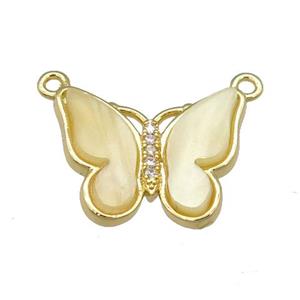 lt.yellow Resin Butterfly Pendant with 2loops, gold plated, approx 15-20mm [FN23276]