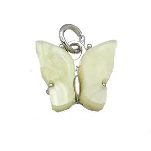 lt.yellow Resin Butterfly Pendant, platinum plated, approx 8-11mm [FN23290]