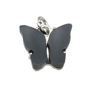 black Resin Butterfly Pendant, platinum plated, approx 8-11mm [FN23299]