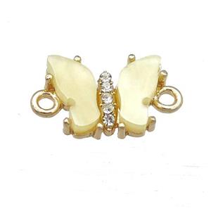 yellow Resin Butterfly Connector, gold plated, approx 11-15mm [FN23341]