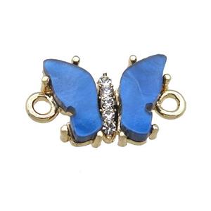 blue Resin Butterfly Connector, gold plated, approx 11-15mm [FN23346]