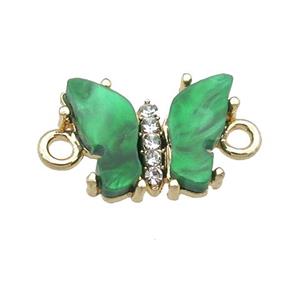green Resin Butterfly Connector, gold plated, approx 11-15mm [FN23347]