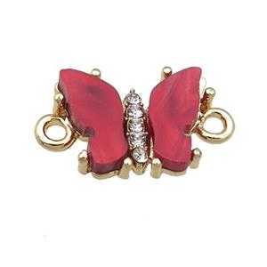 red Resin Butterfly Connector, gold plated, approx 11-15mm [FN23348]