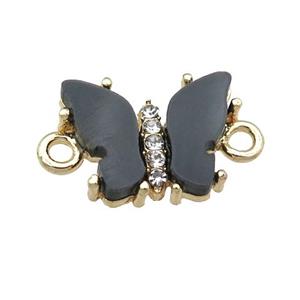 black Resin Butterfly Connector, gold plated, approx 11-15mm [FN23351]