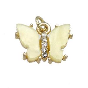 yellow Resin Butterfly Pendant, gold plated, approx 11-15mm [FN23354]