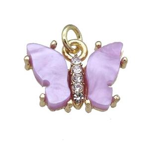 lavender Resin Butterfly Pendant, gold plated, approx 11-15mm [FN23358]