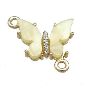yellow Resin Butterfly Connector, gold plated, approx 15-18mm [FN23367]