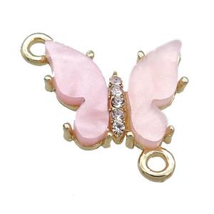 lt.pink Resin Butterfly Connector, gold plated, approx 15-18mm [FN23369]