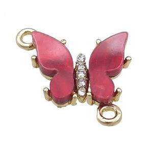 red Resin Butterfly Connector, gold plated, approx 15-18mm [FN23373]