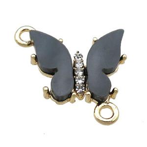 black Resin Butterfly Connector, gold plated, approx 15-18mm [FN23378]