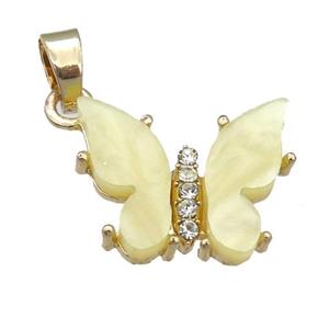 yellow Resin Butterfly Pendant, gold plated, approx 15-18mm [FN23381]