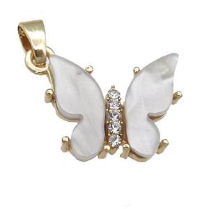 gray Resin Butterfly Pendant, gold plated, approx 15-18mm [FN23390]