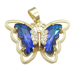 dp.blue Crystal Glass Butterfly Pendant, gold plated, approx 21-28mm [FN23448]