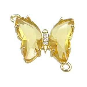 golden Crystal Glass Butterfly Connector, gold plated, approx 12-15mm [FN23640]