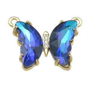 dp.blue Crystal Glass Butterfly Pendant with 2loops, gold plated, approx 15-18mm [FN23659]