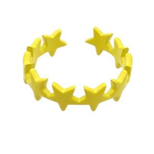 copper Rings with yellow fire lacquered, adjustable, approx 6mm, 18mm dia [FN23722]