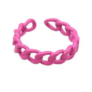 copper Rings with pink fire lacquered, adjustable, approx 4.5mm, 18mm dia [FN23733]