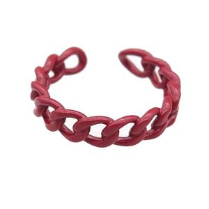 copper Rings with red fire lacquered, adjustable, approx 4.5mm, 18mm dia [FN23734]