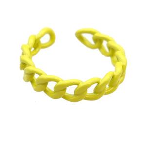 copper Rings with yellow fire lacquered, adjustable, approx 4.5mm, 18mm dia [FN23735]