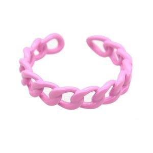 copper Rings with lt.pink fire lacquered, adjustable, approx 4.5mm, 18mm dia [FN23737]