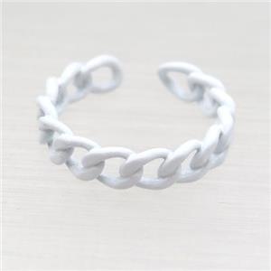 copper Rings with white fire lacquered, adjustable, approx 4.5mm, 18mm dia [FN23739]