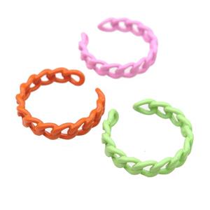 copper Rings with fire lacquered, adjustable, mixed, approx 4.5mm, 18mm dia [FN23740]