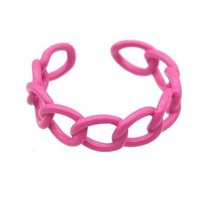 copper Rings with pink fire lacquered, adjustable, approx 6mm, 18mm dia [FN23743]