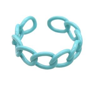 copper Rings with teal fire lacquered, adjustable, approx 6mm, 18mm dia [FN23744]