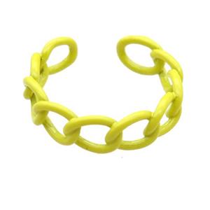 copper Rings with yellow fire lacquered, adjustable, approx 6mm, 18mm dia [FN23745]