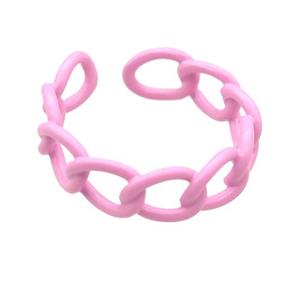 copper Rings with lt.pink fire lacquered, adjustable, approx 6mm, 18mm dia [FN23746]