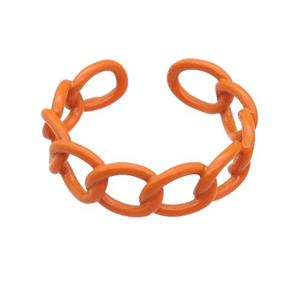 copper Rings with orange fire lacquered, adjustable, approx 6mm, 18mm dia [FN23747]