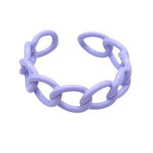 copper Rings with white lavender lacquered, adjustable, approx 6mm, 18mm dia [FN23749]