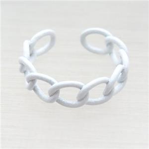 copper Rings with white fire lacquered, adjustable, approx 6mm, 18mm dia [FN23751]