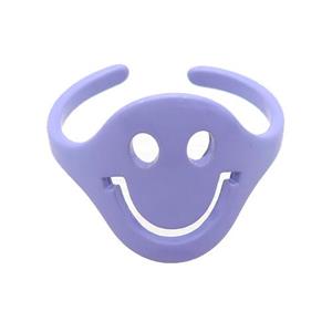 copper Rings with lavender fire lacquered, emoji, adjustable, approx 15mm, 18mm dia [FN23758]