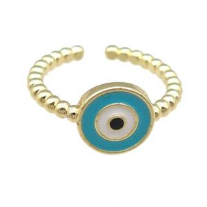 copper Rings with enamel eye, gold plated, adjustable, approx 10mm, 17mm dia [FN23776]