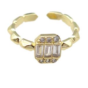 copper Rings pave zircon, gold plated, adjustable, approx 7-8mm, 16mm dia [FN23818]