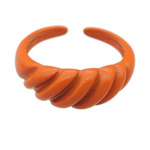 copper Rings with orange fire lacquered, adjustable, approx 8mm, 18mm dia [FN23835]