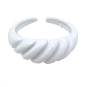 copper Rings with white fire lacquered, adjustable, approx 8mm, 18mm dia [FN23839]