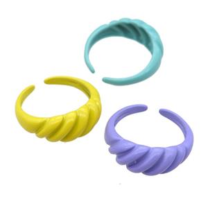 copper Rings with fire lacquered, adjustable, mixed, approx 8mm, 18mm dia [FN23840]