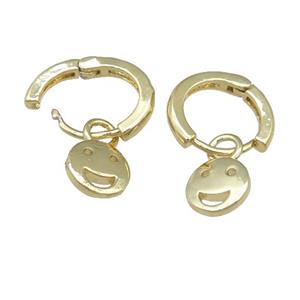 copper hoop Earrings with emoji, gold plated, approx 8mm, 13mm dia [FN23841]