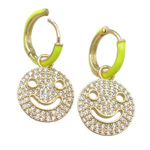 copper hoop Earring with Emoji pave zircon, gold plated, approx 15mm, 13mm [FN23856]