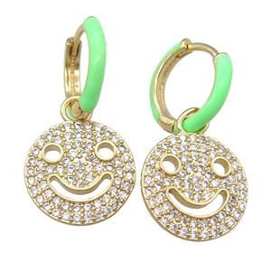 copper hoop Earring with Emoji pave zircon, gold plated, approx 15mm, 13mm [FN23858]