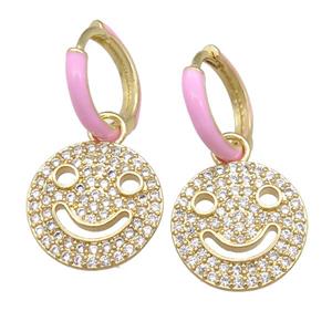 copper hoop Earring with Emoji pave zircon, gold plated, approx 15mm, 13mm [FN23859]