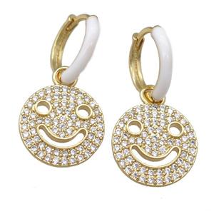 copper hoop Earring with Emoji pave zircon, gold plated, approx 15mm, 13mm [FN23860]